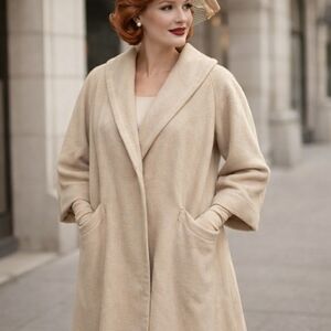 1950s 1960s M/L Vintage 100% Cashmere Lined Car Swing Coat Anter Fashion Denver